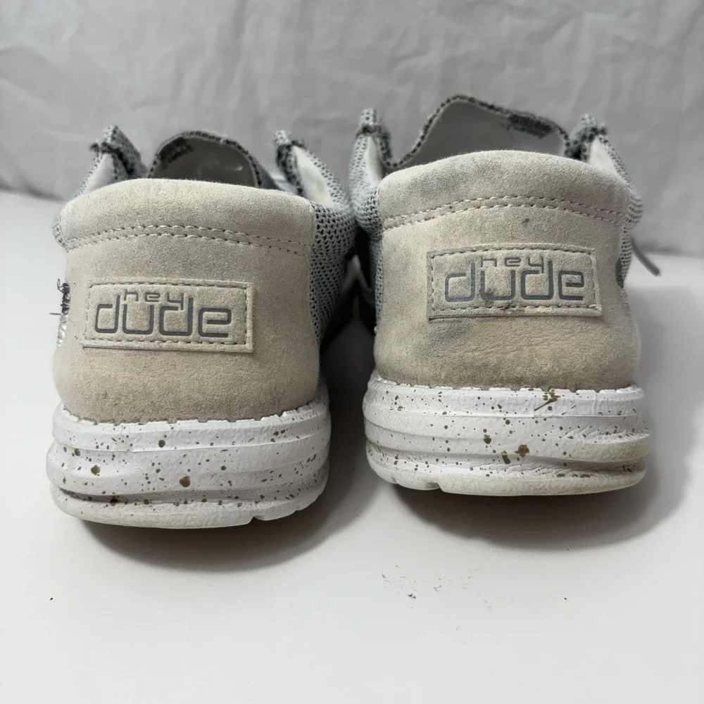 Hey Dude Wally Men's Size 9 Stone White Gray Fleece Loafers‎ Summer Beach Shoes